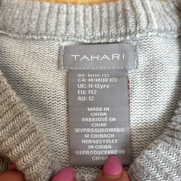 TAHARI Girls Gray Knit Asymmetrical Tunic Sweater - Picture 7 of 10